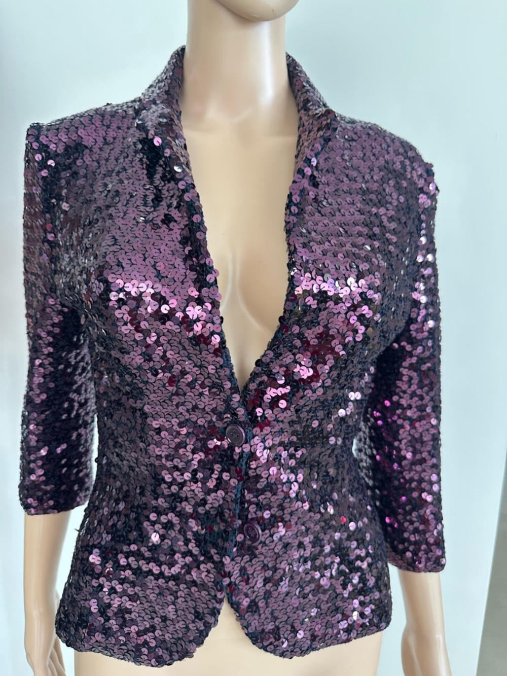 IISLI Purple Sequin Women's Blazer Jacket - fun trendy perfect with blue Jeans!